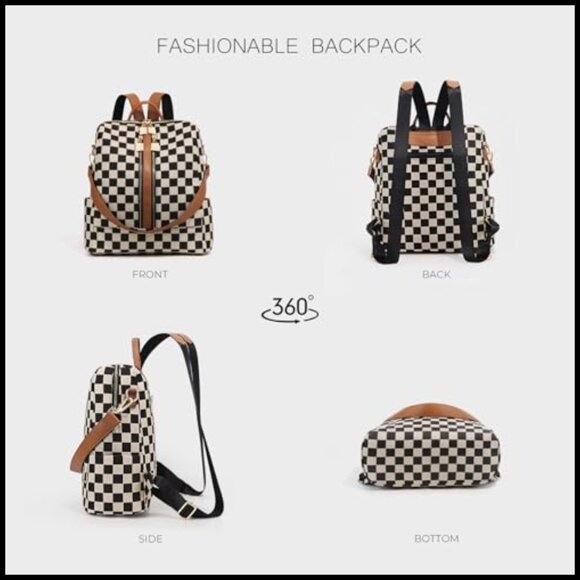 Checkered Backpack Purse Women\'s Fashion Daypack Travel Work Chic main image 6
